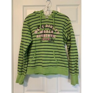 Disney Parks Women's Medium Striped Hoodie Sweatshirt‎ Green Walt Disney World